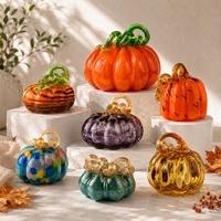 Ornement de citrouille en verre émaillé fait main pour Halloween, lumière LED, décoration artificielle Zibo à vendre