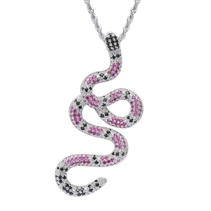 Collana con ciondolo serpente colorato Iced Out, brillante, con zirconi cubici, stile Hip Hop, gioielli di lusso da strada per uomo, personalizzabile - Product Image 4