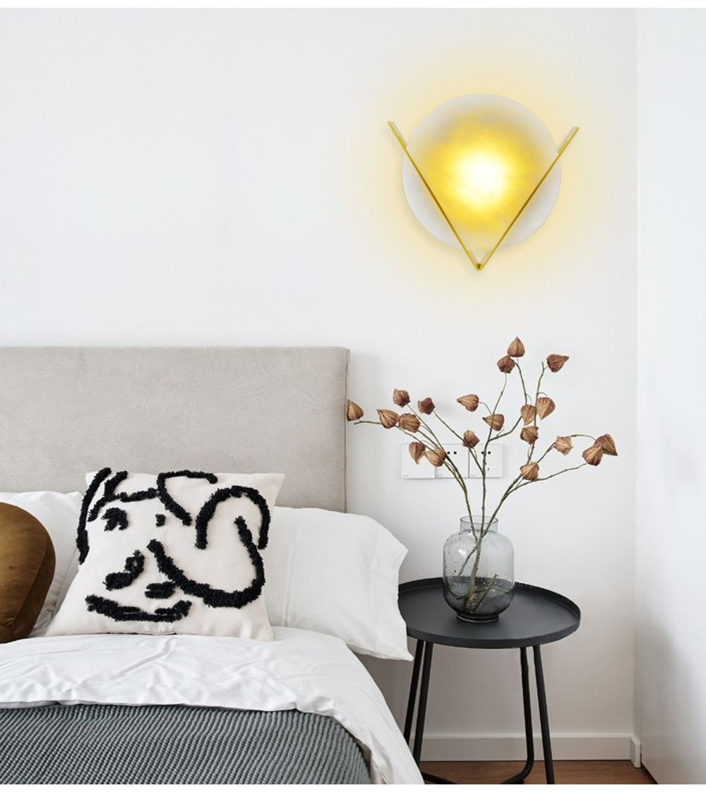 nordic marble wall mounted light hotel bedroom corridor modern sconces gold led wall Lamps indoor