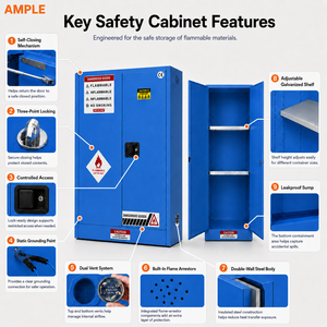 Gabinete de Seguridad para Productos Químicos Corrosivos, 45L (12 Galones), Acero Azul, Puerta Única, para Ácidos Débiles y Álcalis, Suministros de Laboratorio - Product Image 4
