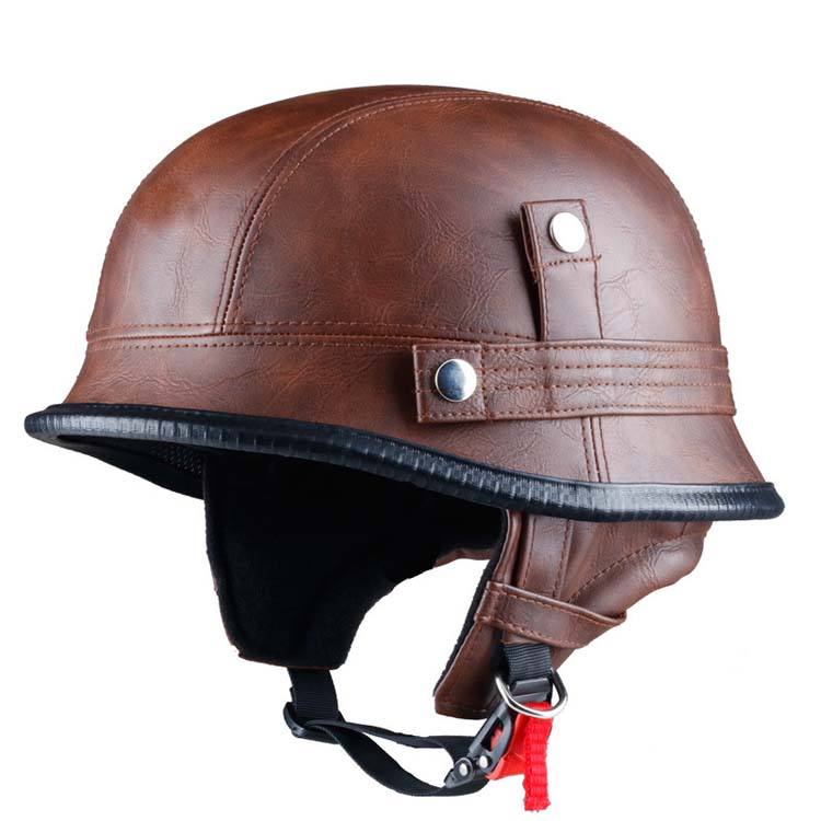Custom DOT Approved German Leather Half Helmet Motorcycle