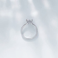 Schlichter, eleganter Verlobungsring aus Pt950 Platin mit Labor-Diamant im Cushion-Schliff und 4 Krappen für Damen – Edler Schmuckring