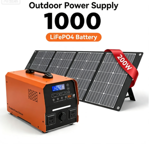 Station d'alimentation solaire portable avec batterie LiFePO4 220v, onduleurs solaires bidirectionnels, panneau solaire - Product Image 1