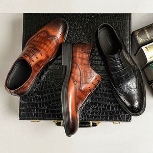 Chaussures en cuir classiques de luxe pour hommes, chaussures habillées formelles à lacets, imperméables, nouvelle conception automne, patchwork, chaussures pour gentleman ASTON M.JAZZ - Product Image 2