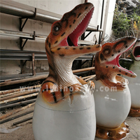 Personnaliser la poubelle de dinosaure en fibre de verre mignonne et étanche poubelle pour parc d'attractions en plein air