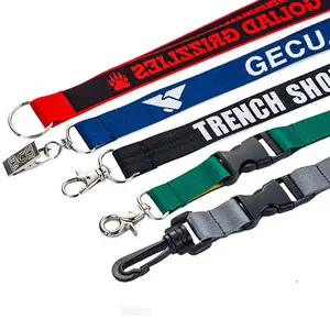 Tùy chỉnh dây buộc với có thể tháo rời Snap Keychain dây giữ dệt Polyester dây buộc