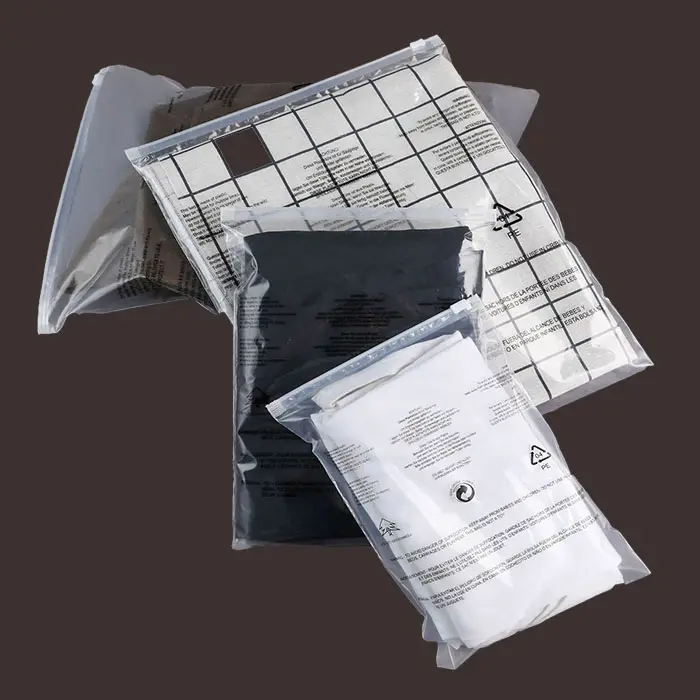 recycle clear ldpe warning printing slider zipper clothing storage plastic bag