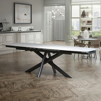 Table à manger extensible moderne et luxueuse sur mesure, pieds en métal, plateau en verre trempé pour 4 personnes, pour hôtel, appartement, salle à manger