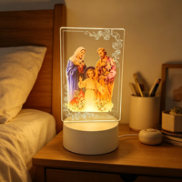 Lampe de nuit LED 3D personnalisable en acrylique, style postmoderne, Jésus, Vierge Marie, décoration de chambre à coucher