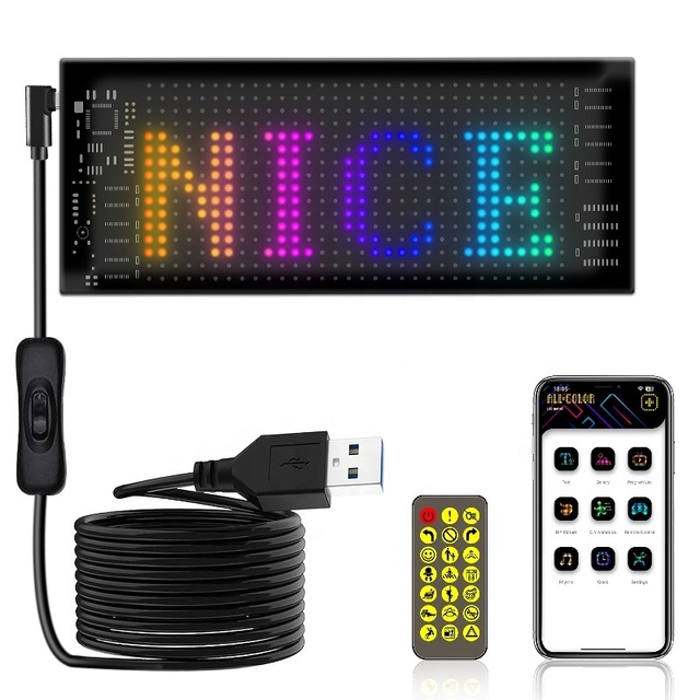 RGB Flexible Display Programmable Matrix Panel Screen Scrolling LED Car Display Phone APP Devil Eye Ultra Thin Car Sticker