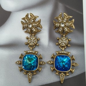 High-end Zircon Gemstone Drop <b>Earrings</b> 14K Gold Plated Vintage Medieval Court-style Design - Product Image 4