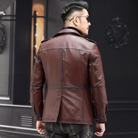 Manteau d'automne et d'hiver en cuir véritable pour hommes, en cuir de vachette, Slim-fit Biker Suit Hunting Trendy