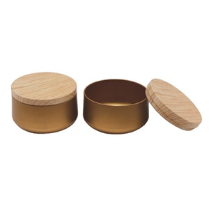 In Stock Jar Metal tin can round Candy Tins candle Packaging box with wooden lid