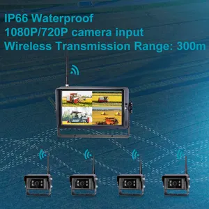 Stonlâmpada 10.1 polegadas 2.4ghz, sistema de monitoramento de caminhão sem fio digital com tela de visão quad para caminhão de reboque com cartão sd e gravação