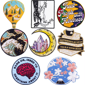 Patchs brodés thermocollants personnalisés avec logo, vente en gros, motifs montagne, vagues, nature, voyage, camping, patchs fusibles pour vêtements, bricolage - Product Image 3