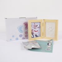 Kit personnalisé d'empreintes de pattes de chien/chat avec cadre photo en bois et logo sur mesure pour souvenir de bébé - Marque Aizhiyin OEM/ODM
