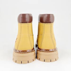 Botas de Alta Calidad para Hombre y Mujer, Botas de Senderismo de Media Caña, Botas de Trabajo de Seguridad con Punta de Acero y Cuero Genuino, Color Amarillo - Product Image 4