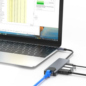 Base de Conexión <span class=keywords><strong>USB</strong></span> <span class=keywords><strong>C</strong></span> a HDTV 5 en 1 de Aleación de Aluminio, <span class=keywords><strong>USB</strong></span> 3.0, Portátil, con RJ45 y PD para <span class=keywords><strong>MacBook</strong></span> <span class=keywords><strong>Pro</strong></span> Air - Product Image 2