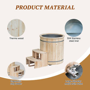 Bain de glace en fût de bois pour <span class=keywords><strong>spa</strong></span> et usage domestique, avec couvercle et refroidisseur, fabrication OEM/ODM - Product Image 3