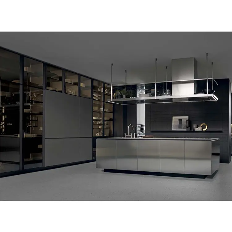 Latest Modern Kitchen Designs 2021 Custom Made American Modern Stainless Steel Kitchen Cabinets