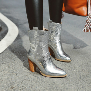 Chelsea <strong>Boots</strong> Fashion <strong>Women's</strong> <strong>Ankle</strong> <strong>Boots</strong> Chunky <strong>Heels</strong> Slip-on Casual High <strong>Heels</strong> <strong>s</strong> for Ladies Custom Snake Print <strong>Low</strong> Tube - Product Image 5