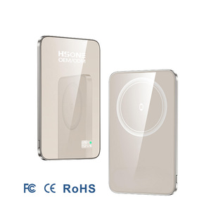 LF21 Strong Magnetic 3-in-1 Wireless Power Bank 7mm Ultra <b>Thin</b> Aluminum <b>Mirror</b> Glass with LED Display and 15W Fast Charging - Product Image 1