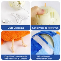 Jouet pour chien en peluche rebondissant rechargeable par USB avec des sons amusants, fonction veille automatique et housse amovible pour chiens de taille moyenne