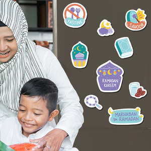 Set di 9 Magneti per Frigorifero del Ramadan, 9 Design Carini a <span class=keywords><strong>Tema</strong></span> Islamico per il Fasting, Suhoor, Iftar, Ramadan Kareem, Marhaban Ya Ramadan, Musulmano - Product Image 6