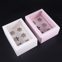 Boîte d'emballage personnalisée en carton blanc de qualité alimentaire, pliable, avec fenêtre, pour biscuits, cupcakes, gâteaux roulés, desserts et pains