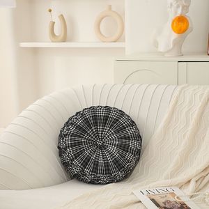 Coussin rond épais en coton à motif écossais, coussin de sol doux pour le soutien lombaire, idéal pour salon, chambre, bureau, balcon - Product Image 4