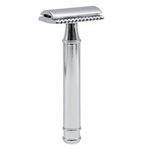 Maquinilla de afeitar de seguridad ajustable de metal brillante plateado nuevo logotipo personalizado maquinilla de afeitar de seguridad de doble filo para afeitado de hombres - Product Image 1