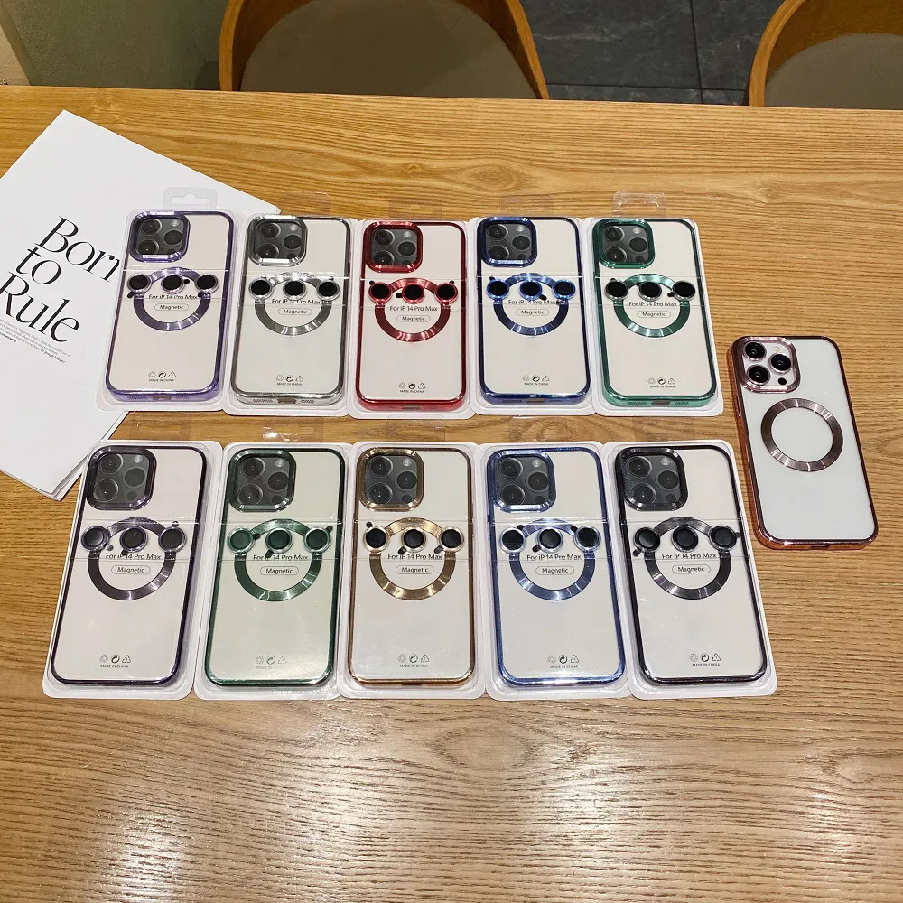 Casing ponsel lapisan cd magnetik, untuk iphone 15 pro max 14 13 12 penutup ponsel TPU lembut bening dengan pelindung lensa kamera