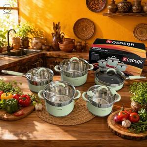 Juego de Utensilios de Cocina Clásicos con Revestimiento de Silicona, 10 Piezas, Color Verde Salvia, Interior de Acero Inoxidable, Tapa de Vidrio, 16 y 24 cm, Fácil de Limpiar, Ecológico - Product Image 4