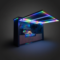 Îlot BBQ Cuisine Extérieure avec Grill - Housse Toutes Saisons - Grill en Acier Inoxydable avec Éclairage LED - Armoires de Cuisine en Alliage d'Aluminium