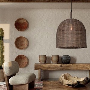 โคมไฟหวายทรงกลม E27 แหล่งกำเนิดแสง LED ตกแต่งบ้าน สำหรับห้องนั่งเล่น ห้องนอน ห้องน้ำชา สไตล์แฮนด์เมด - Product Image 5