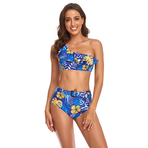 2022 Vente chaude Maillots <span class=keywords><strong>De</strong></span> <span class=keywords><strong>Bain</strong></span> Sur Mesure Spot Bikini Maillots <span class=keywords><strong>de</strong></span> <span class=keywords><strong>Bain</strong></span> Pour Femmes Jaune Bikini 2-pièce Une Épaule Maillots <span class=keywords><strong>de</strong></span> <span class=keywords><strong>Bain</strong></span> - Product Image 1