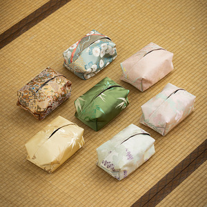 Boîte à mouchoirs en tissu brodé de style chinois, anti-poussière, pour voiture et salon, design rétro de luxe léger - Product Image 1