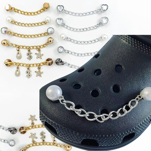 Custom Luxury Bling Rhinestone Shoe Decorations <strong>Short</strong> Metal Designer <strong>Link</strong> Accessories Cartoon Wholesale Shoe Parts - Product Image 1