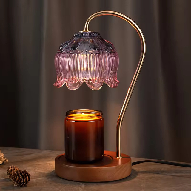 Dimmable USB Powered LED Electric Candle Warmer Lamp with Timer Modern Glass Shade Wax Melter for Home Scented Decor