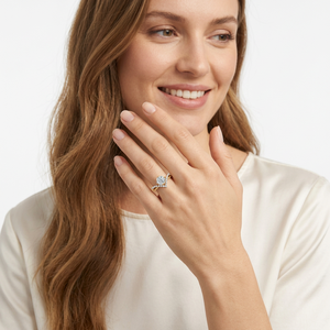 Bague de fiançailles en argent sterling 925 avec diamant de laboratoire rond, sertie en couronne, en forme de V, bijou de promesse nuptiale pour femme - Product Image 5