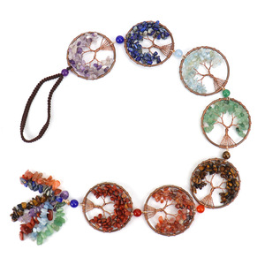 Décoration suspendue en cristal coloré tissé à la main pour TikTok Live, arbre de vie, art déco écologique, salon, <span class=keywords><strong>rideau</strong></span> en métal - Product Image 2