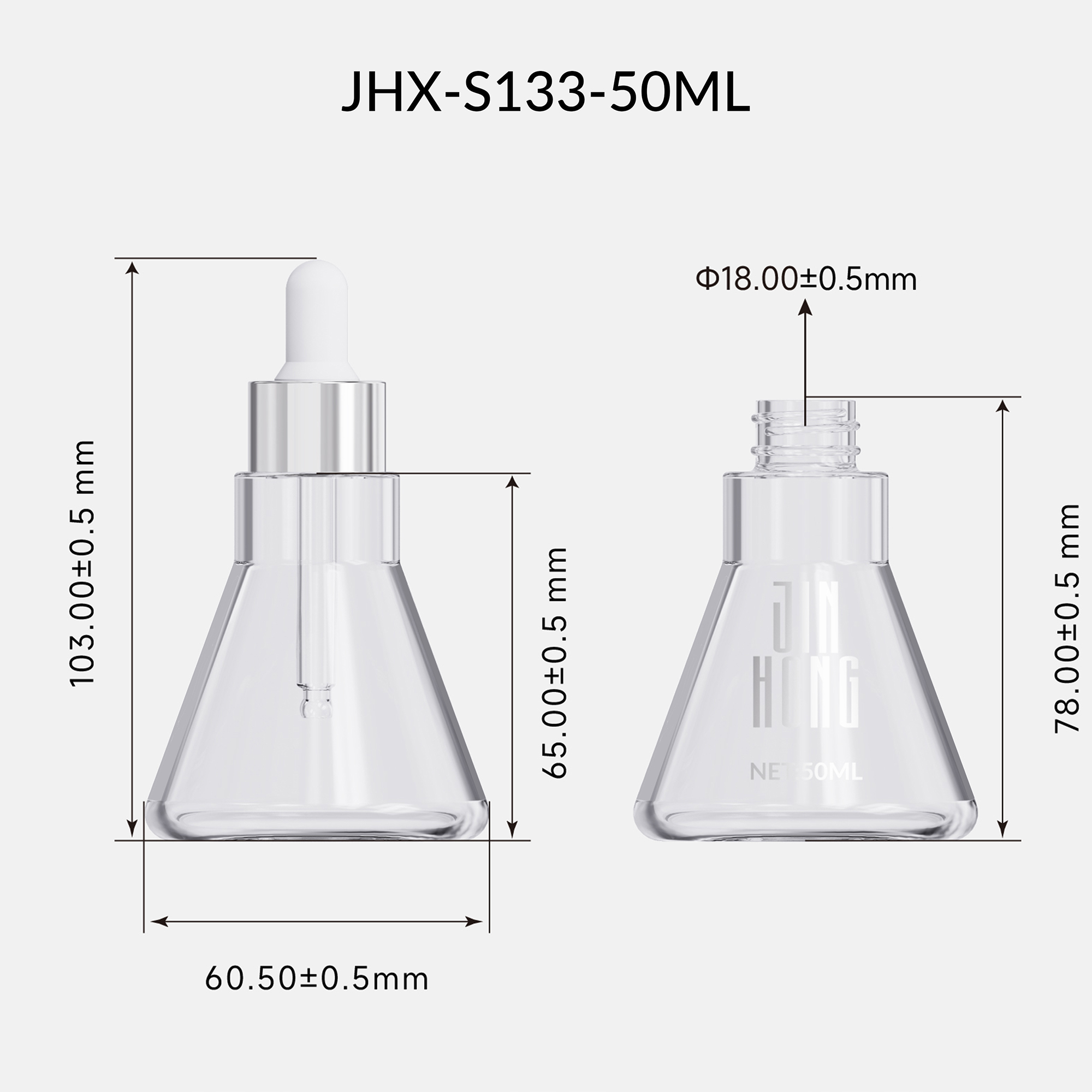 dry oil 50ml pump glass bottle