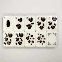 Tuiles de Mahjong Américaines à Motif Léopard Animal Sauvage, Imprimées UV, Gravées, Effet Marbre, pour Jeu de Table Familial en Intérieur