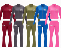 Ensemble 2 pièces long pour femme, respirant et élastique, avec broderie 3D, en Spandex/Coton, pour le sport, le yoga et les loisirs, idéal pour l'été