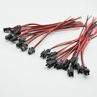 10 Pasang 2X15CM JST SM 2-Pin Kabel Konektor Kawat Jantan Kabel Pigtail Lampu Strip LED Lampu Pita Tembaga PVC IP68 Plug