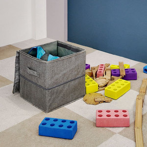 Scatola di immagazzinaggio pieghevole giocattolo per sala giochi lavabile in tessuto di lino scatola di immagazzinaggio con tappetino da gioco pieghevole organizzatore con cerniere - Product Image 3