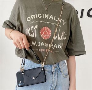 Cartera Funda de teléfono de silicona de cuero para iPhone 13 12 Pro Tarjetero Monedero Correa de muñeca Funda de teléfono con cordón Cadena cruzada - Product Image 3