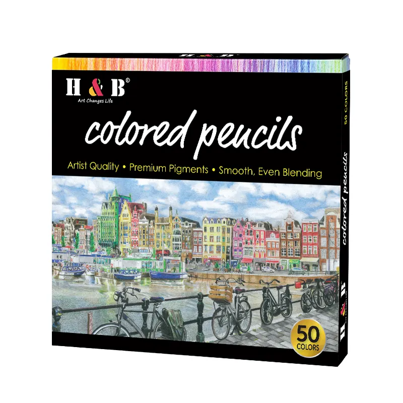 Juego de lápices de colores para artistas, set de lápices de madera de alta calidad, 50 unidades