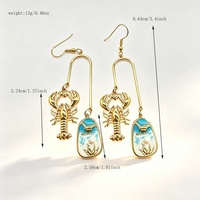 Boucles d'oreilles pendantes longues en acier inoxydable haut de gamme, couleur or vintage, avec fermoir homard, pour femme, style luxe léger, transfrontalières
