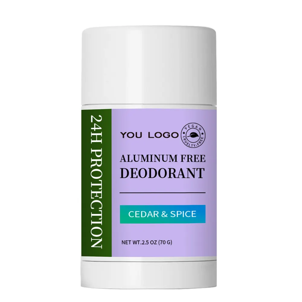 Contoh gratis OEM ODM deodoran Anti keringat stik Cedar bumbu Tubuh parfum balsem untuk wanita